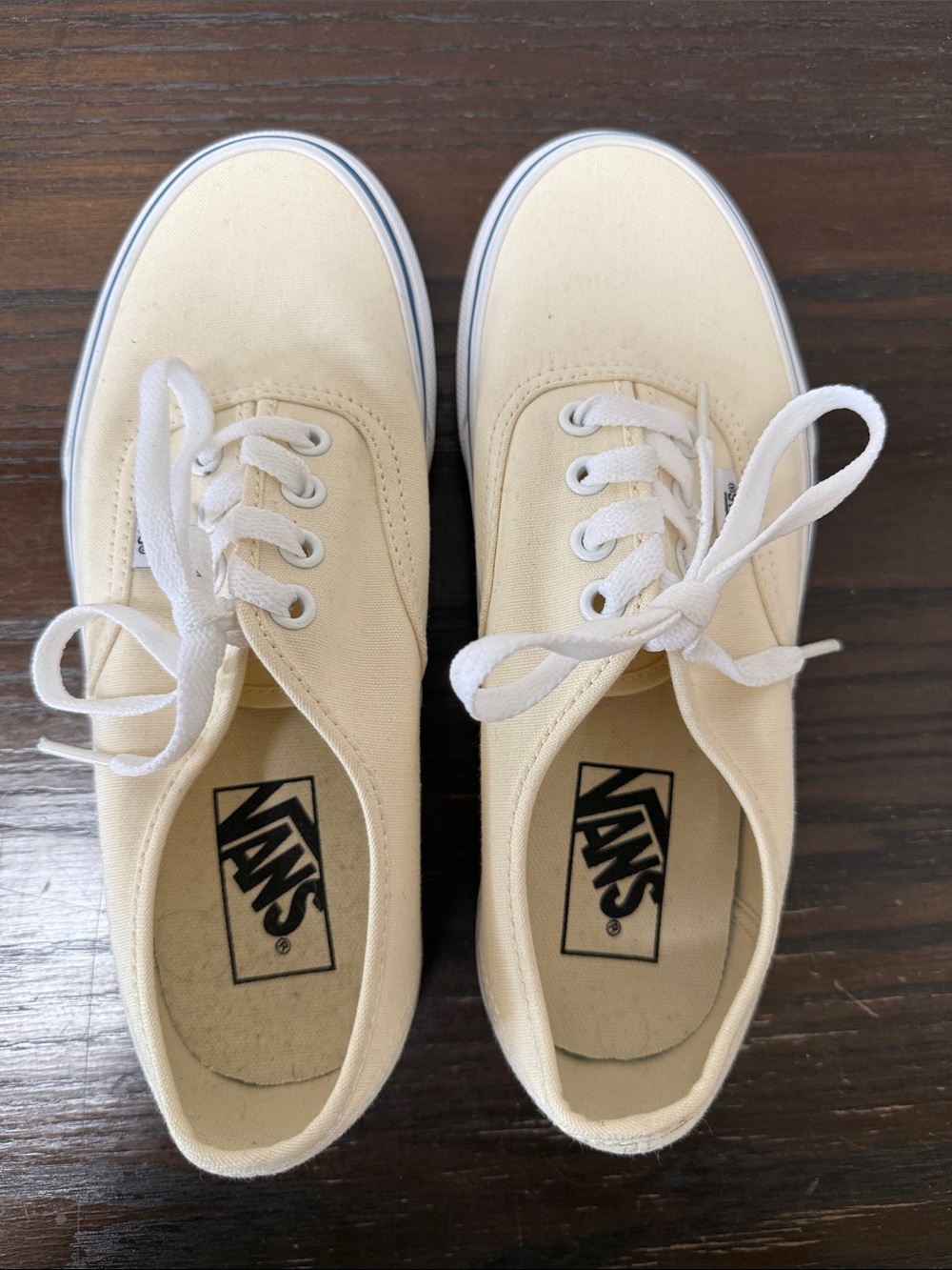 Vans Women's Authentic Canvas Sneakers in Cream with White Laces